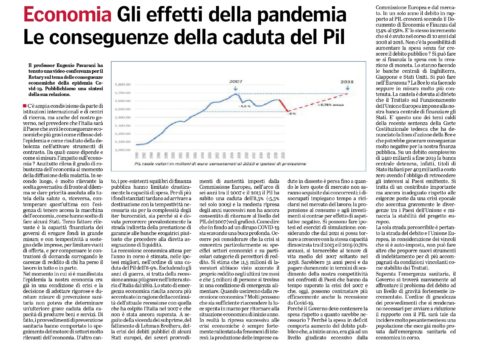 Il professor Eugenio Pavarani spiega gli effetti della pandemia e le conseguenze della caduta del Pil. Sintesi pubblicata dalla Gazzetta di Parma della video conferenza tenuta per il Rotary Parma